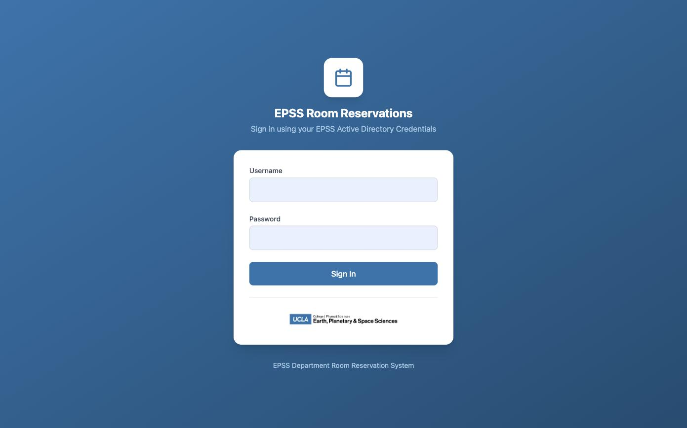 EPSS Room Reservations sign-in page